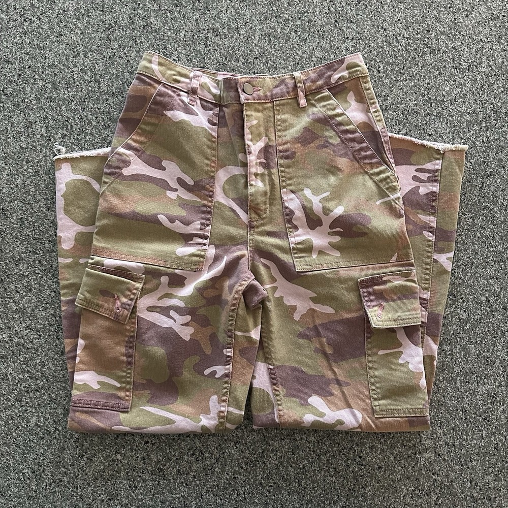 Hollister Jeans Womens 3 26x26 Ultra High Rise Mom Camo Cargo Stretch Pink Brown